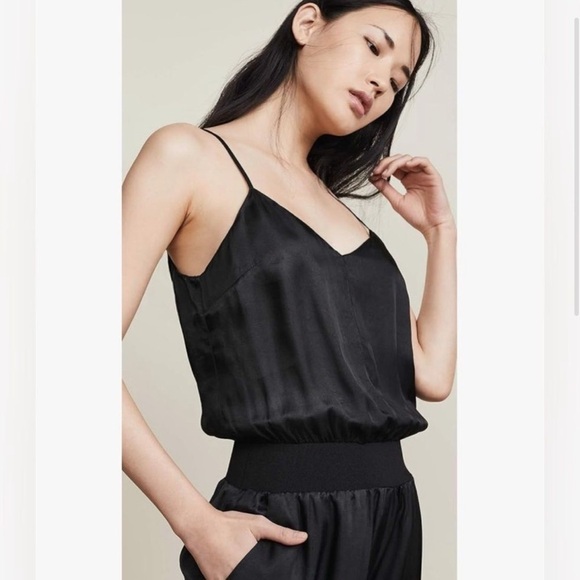 5 a 7 Cinq a Sept Anthropologie Amia Jumpsuit Black XS Spaghetti Straps Pockets - Picture 16 of 16
